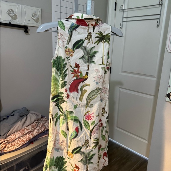 Vilagallo Green and Brown Mini Sundress Resort Wear - Picture 6 of 11